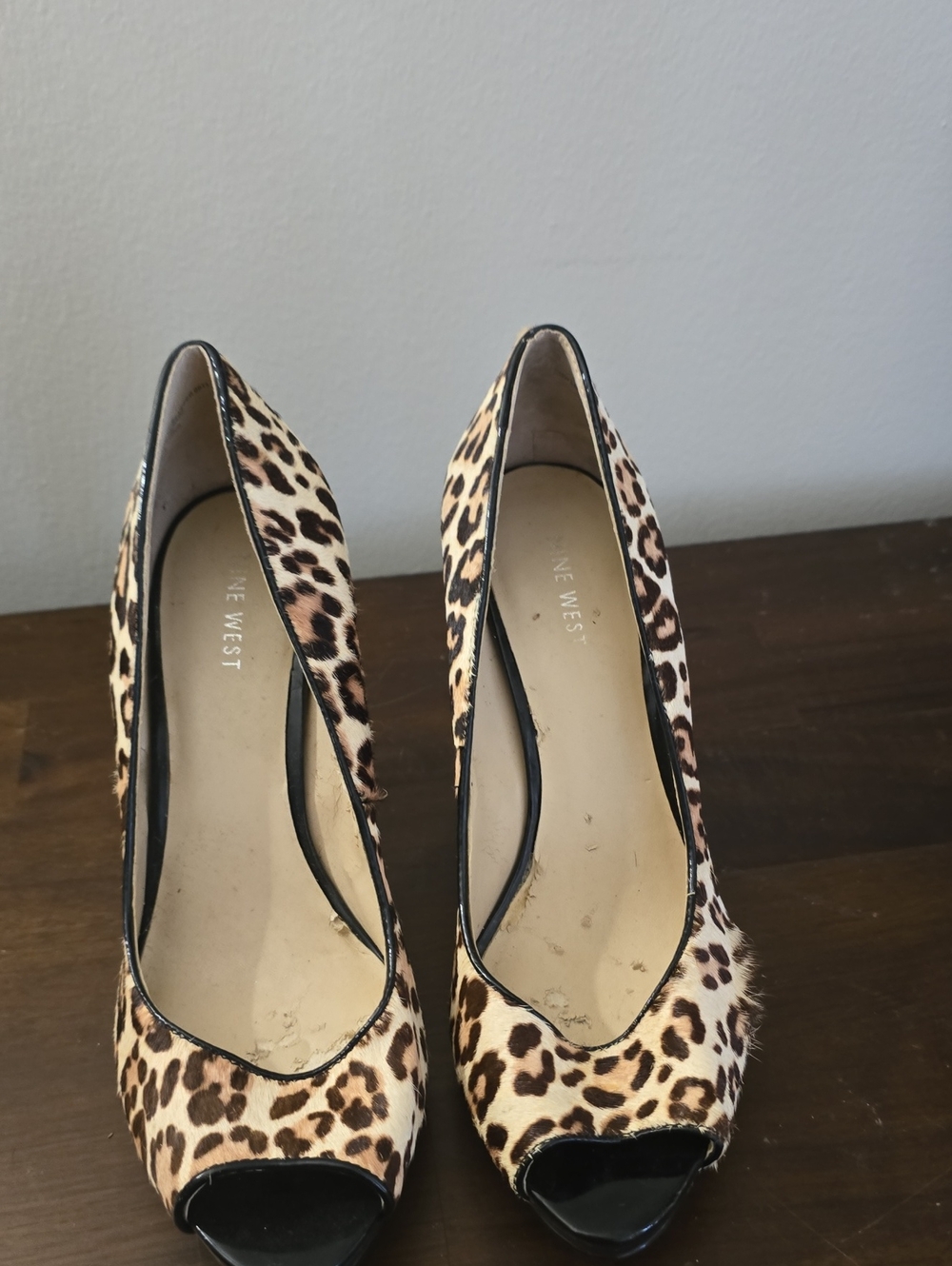 Nine West Leopard-Print Peep Toe Pumps - Tan & Black